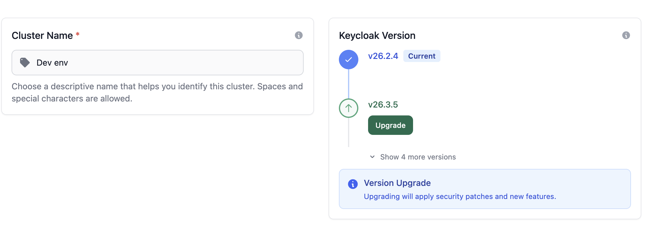 Cluster Edit - Version Upgrade Timeline