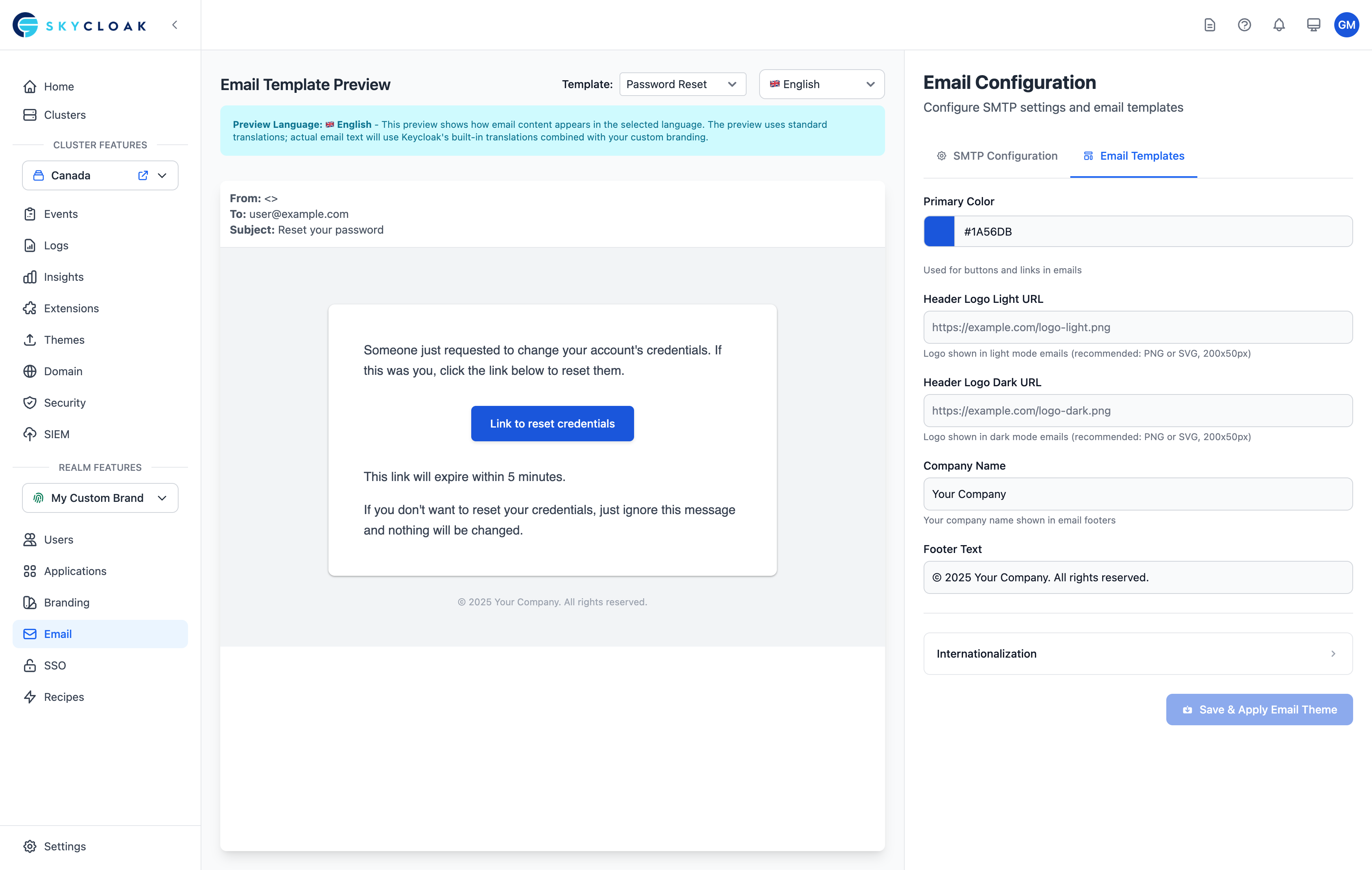 Email template editor
