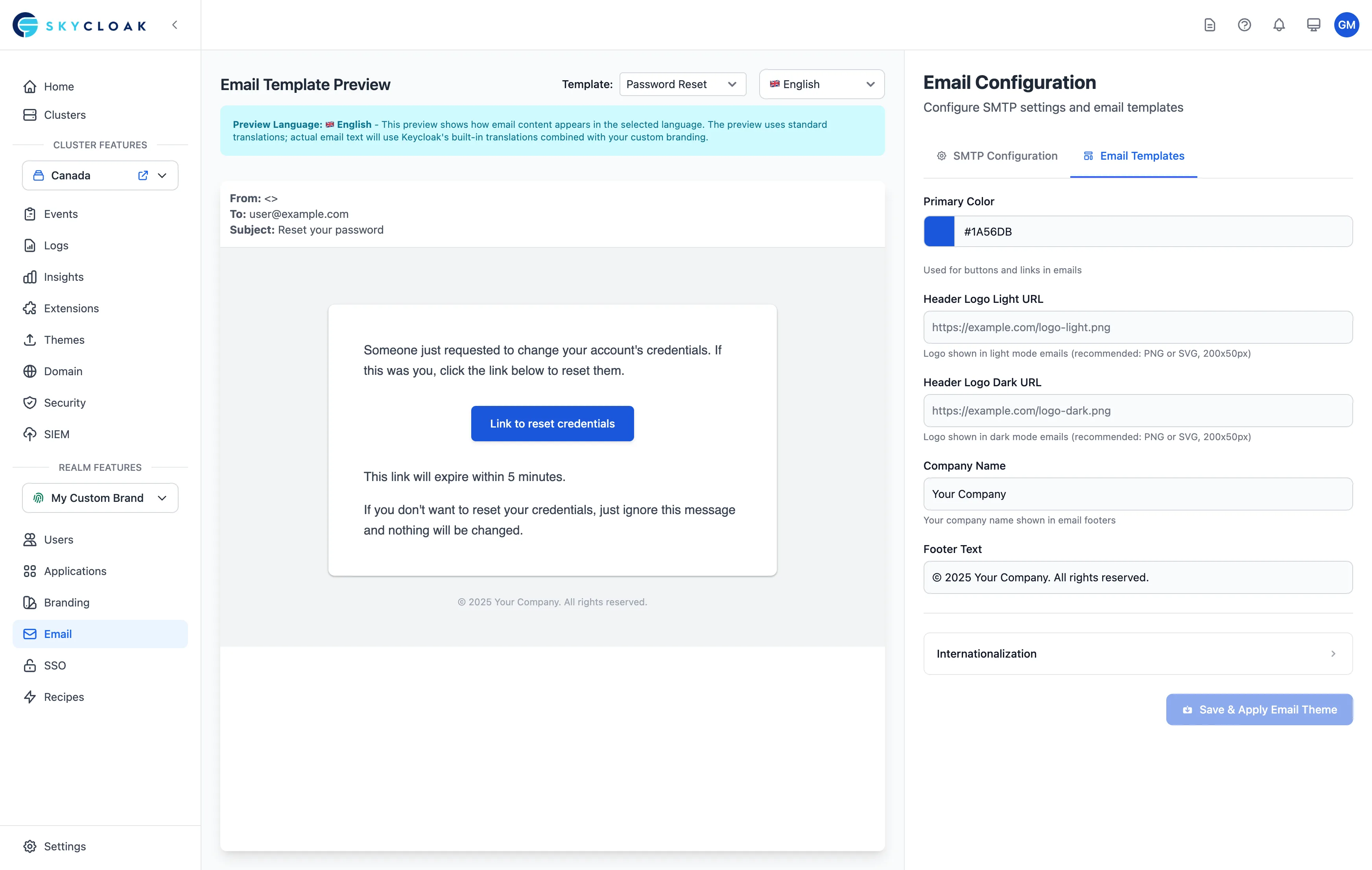 Email template editor