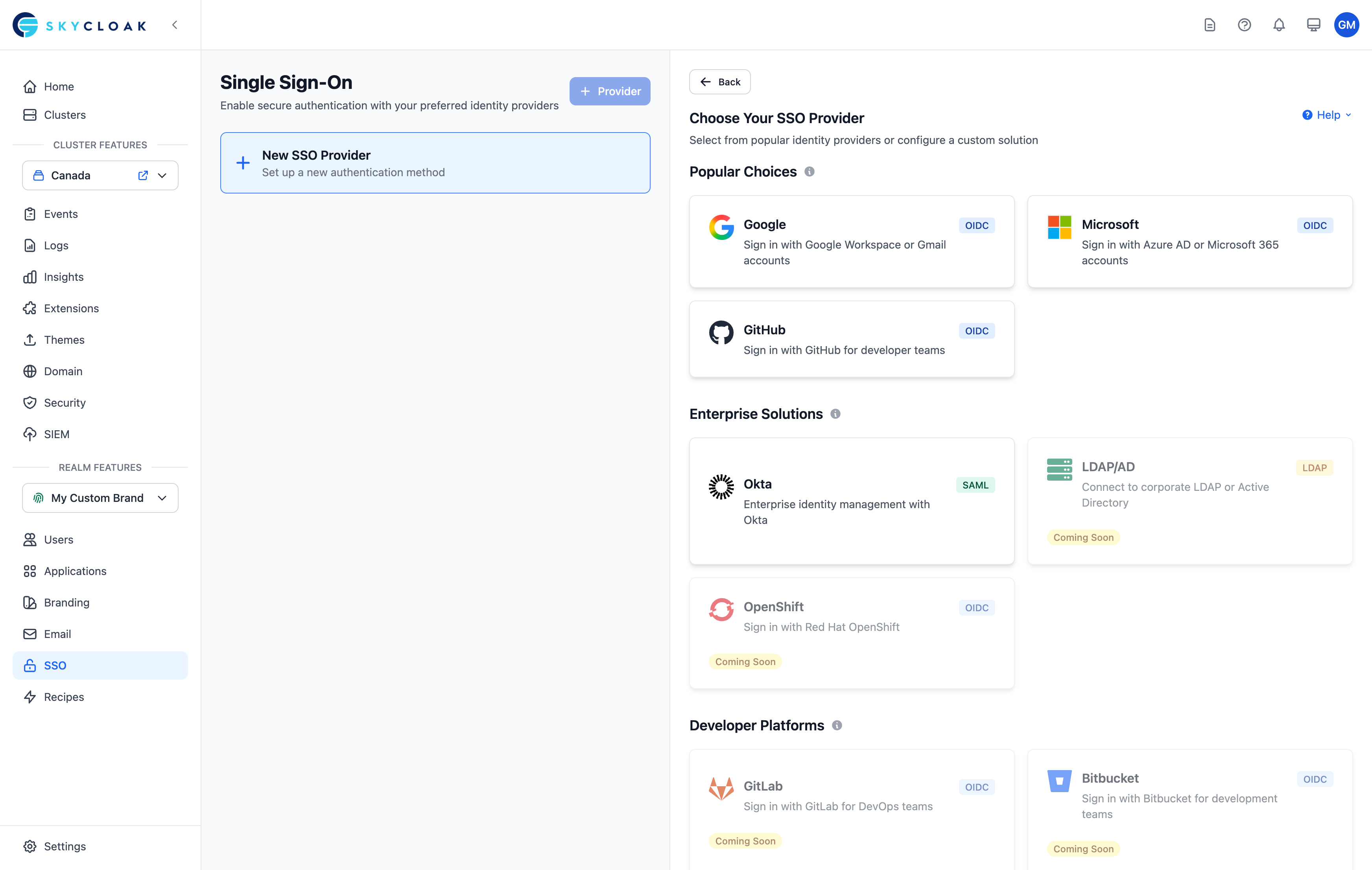 Provider template gallery
