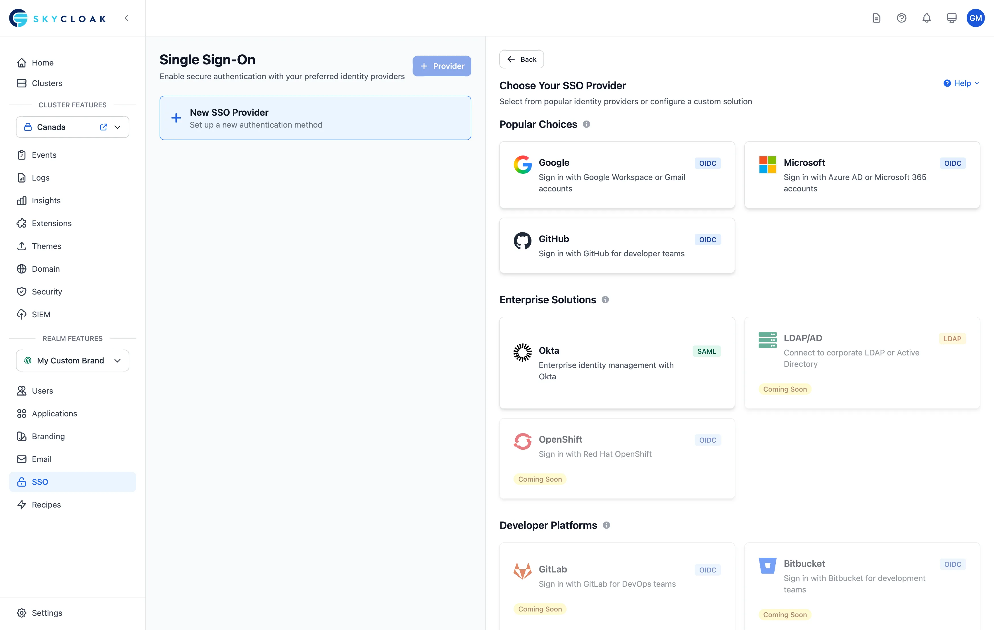Provider template gallery