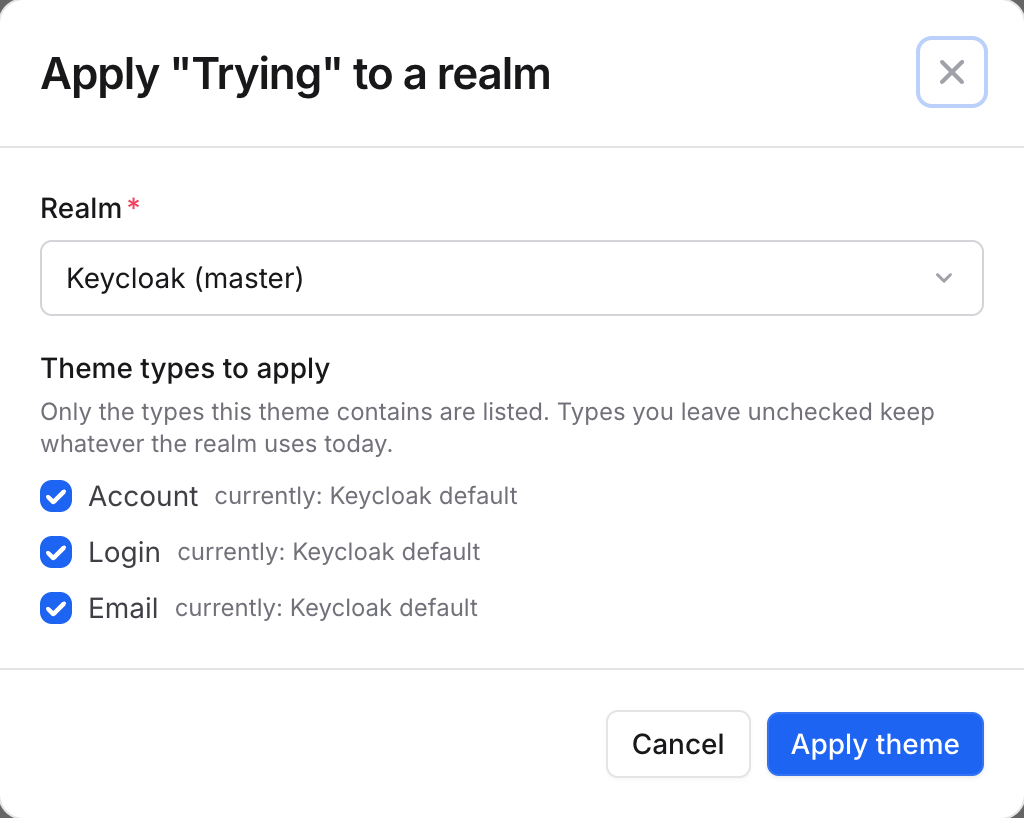 Applying a theme to a realm
