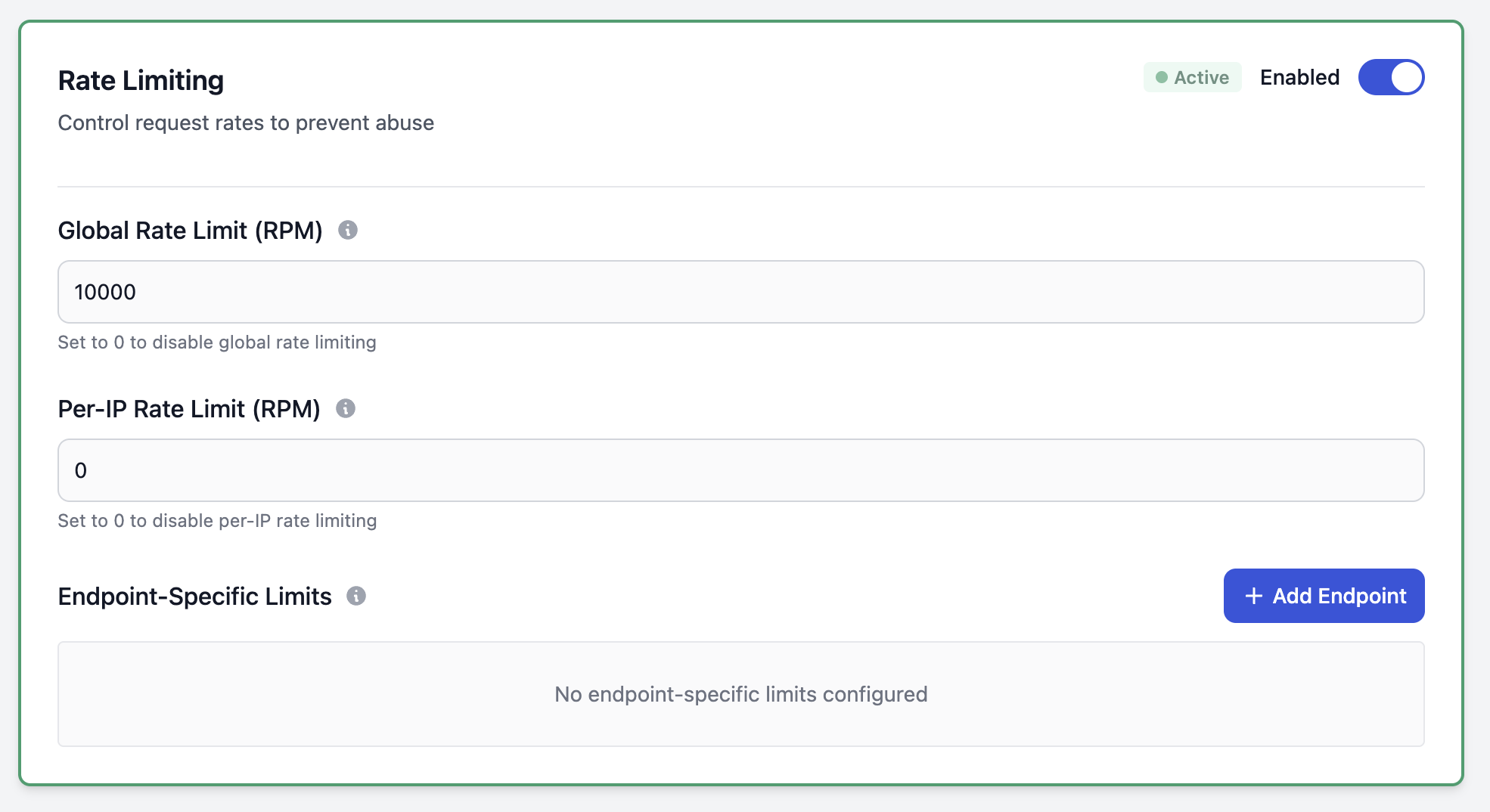 Rate Limiting Configuration
