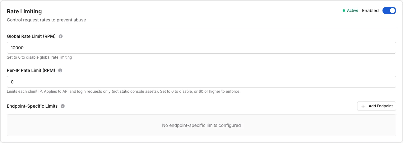 Rate Limiting Configuration