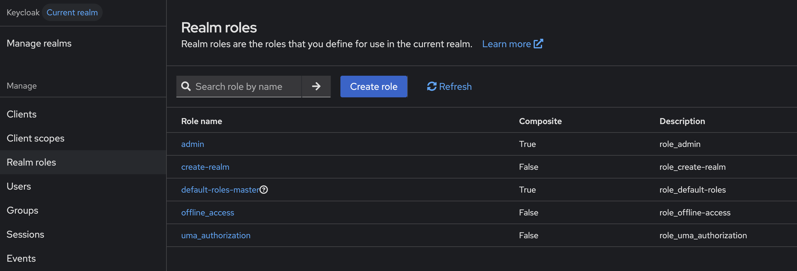 Role-Based Access Control interface in Skycloak dashboard