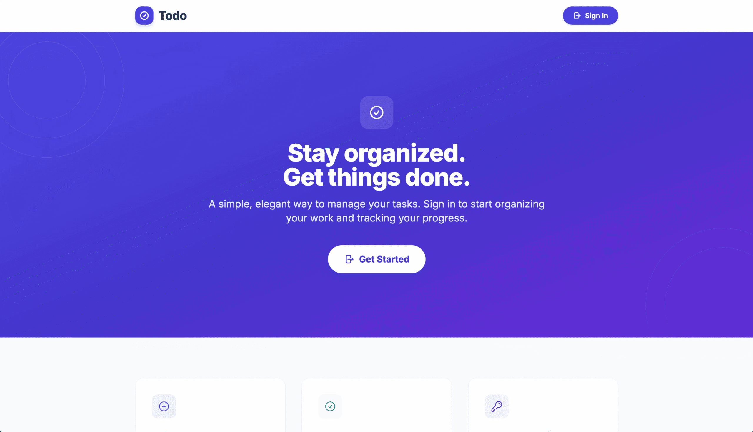Todo app: the public home page